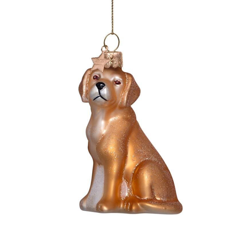 Mundgeblasener Weihnachtsbaumanhänger blond matt labrador