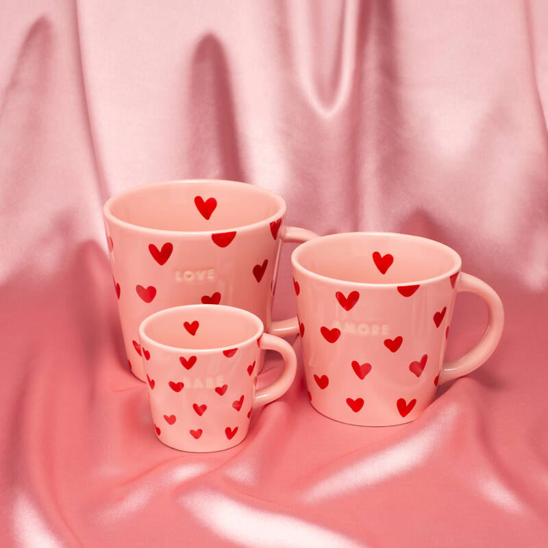 Keramik Tasse Hearts LOVE pink