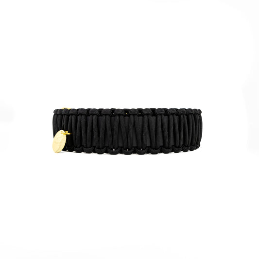 Biothane/Paracord Halsband Schwarz/Schwarz