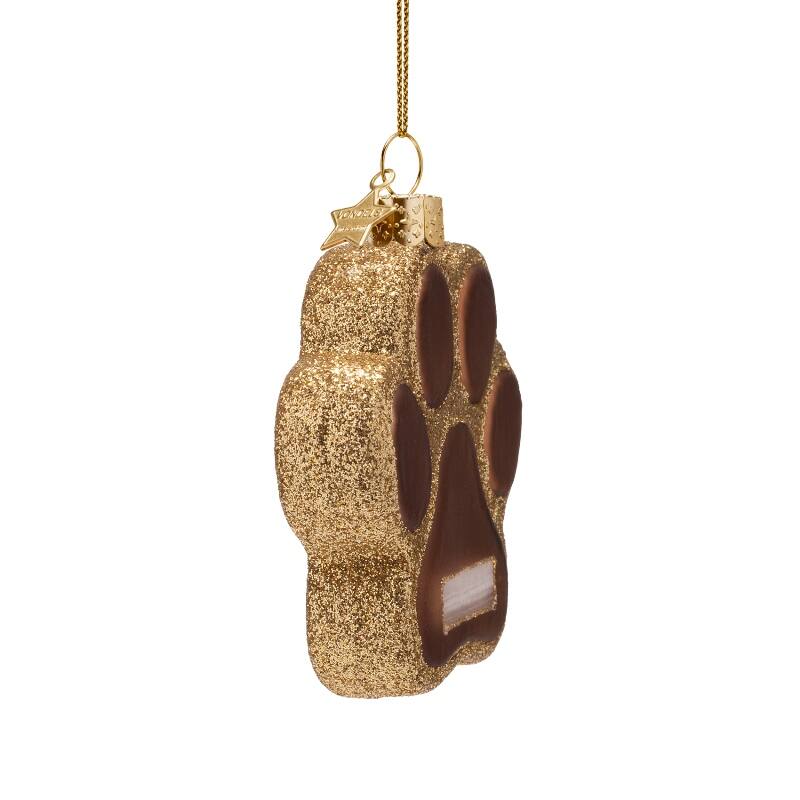 Mundgeblasener Weihnachtsbaumanhänger brown dog paw
