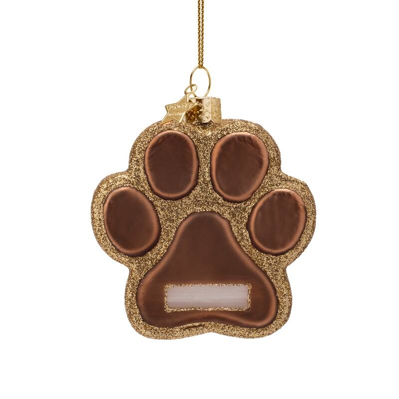 Mundgeblasener Weihnachtsbaumanhänger brown dog paw