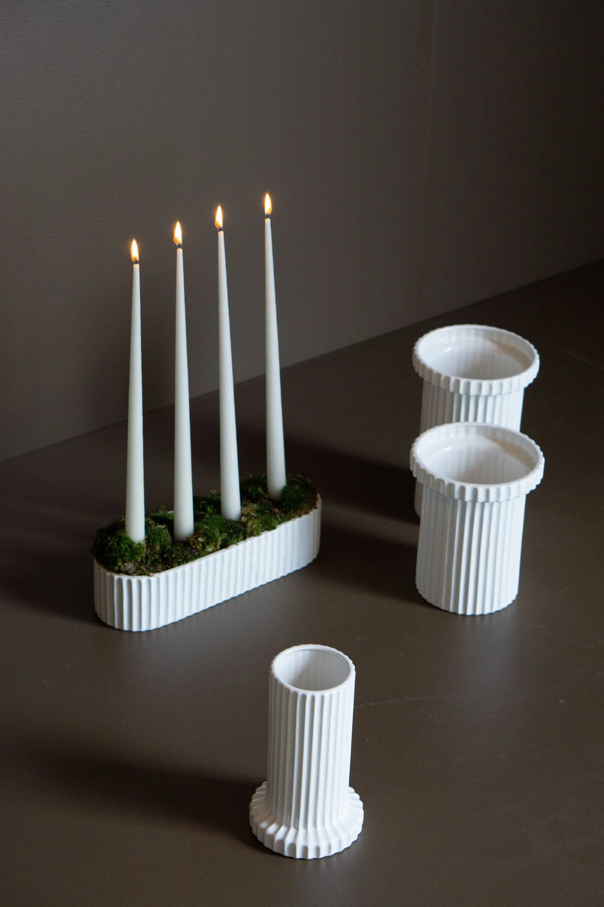 Stripe Kerzenhalter Shiny White