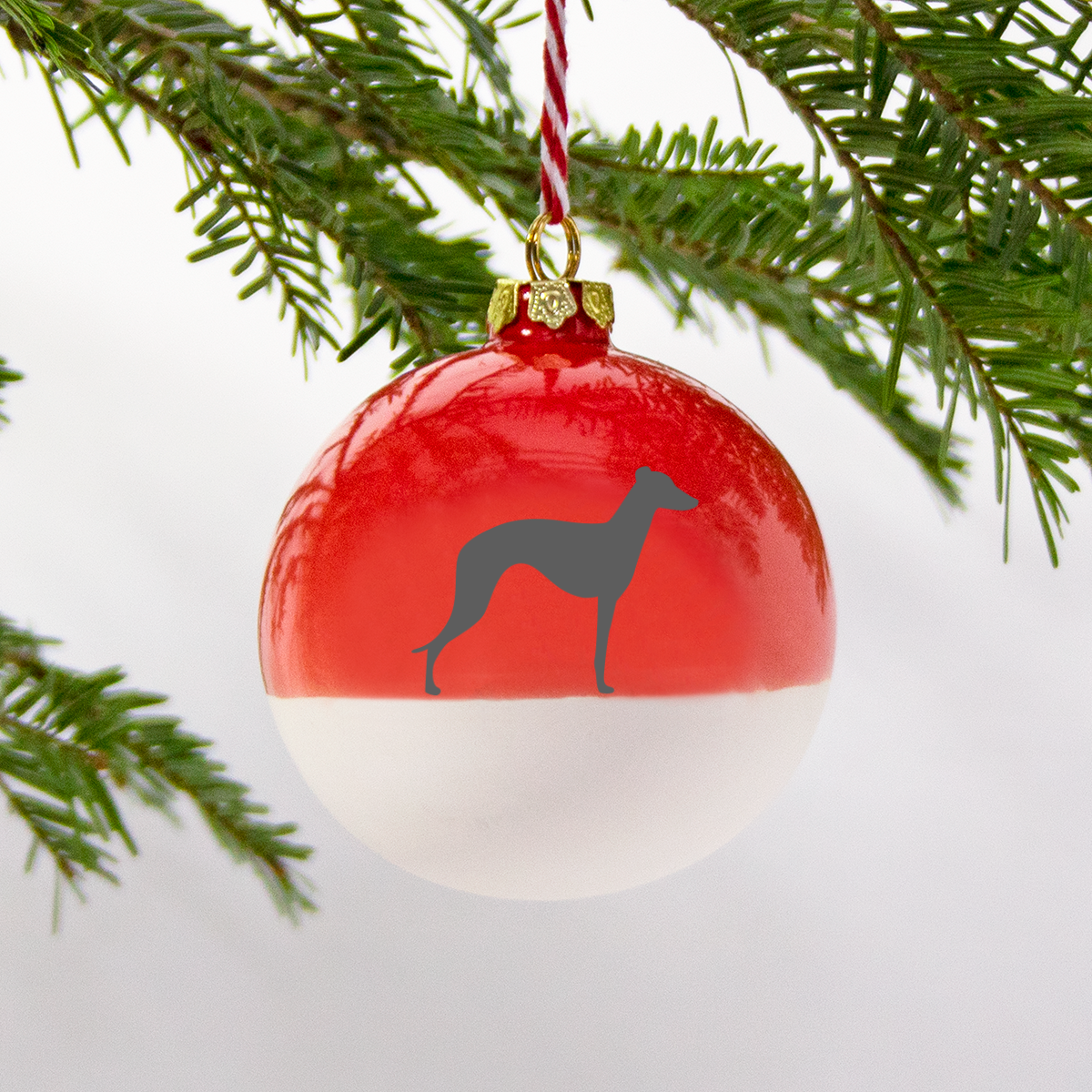 Christbaumkugel Rot Whippet