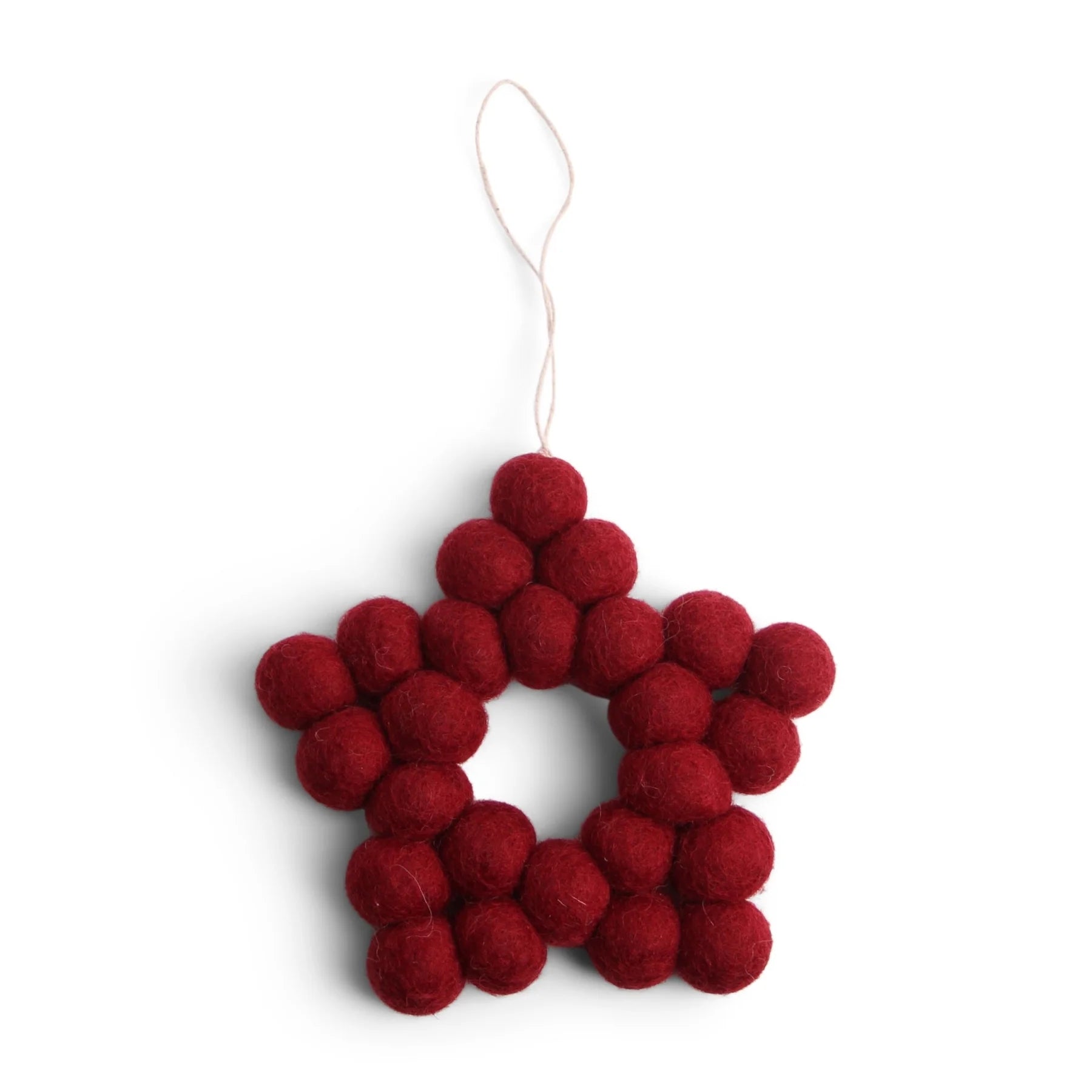 Filz Anhänger Stern Pompoms Rot