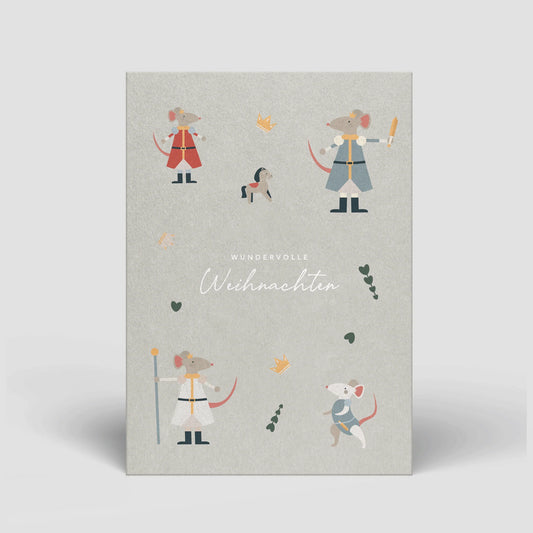 Postkarte Weihnachten - Mäuse