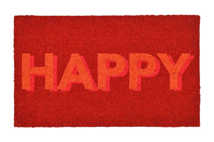 Fussmatte HAPPY, Neon Rot