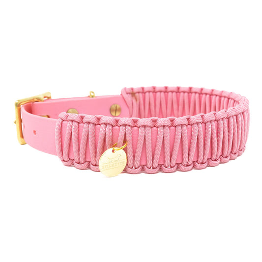 Biothane/Paracord Halsband Pastellrosa/Pastellrosa
