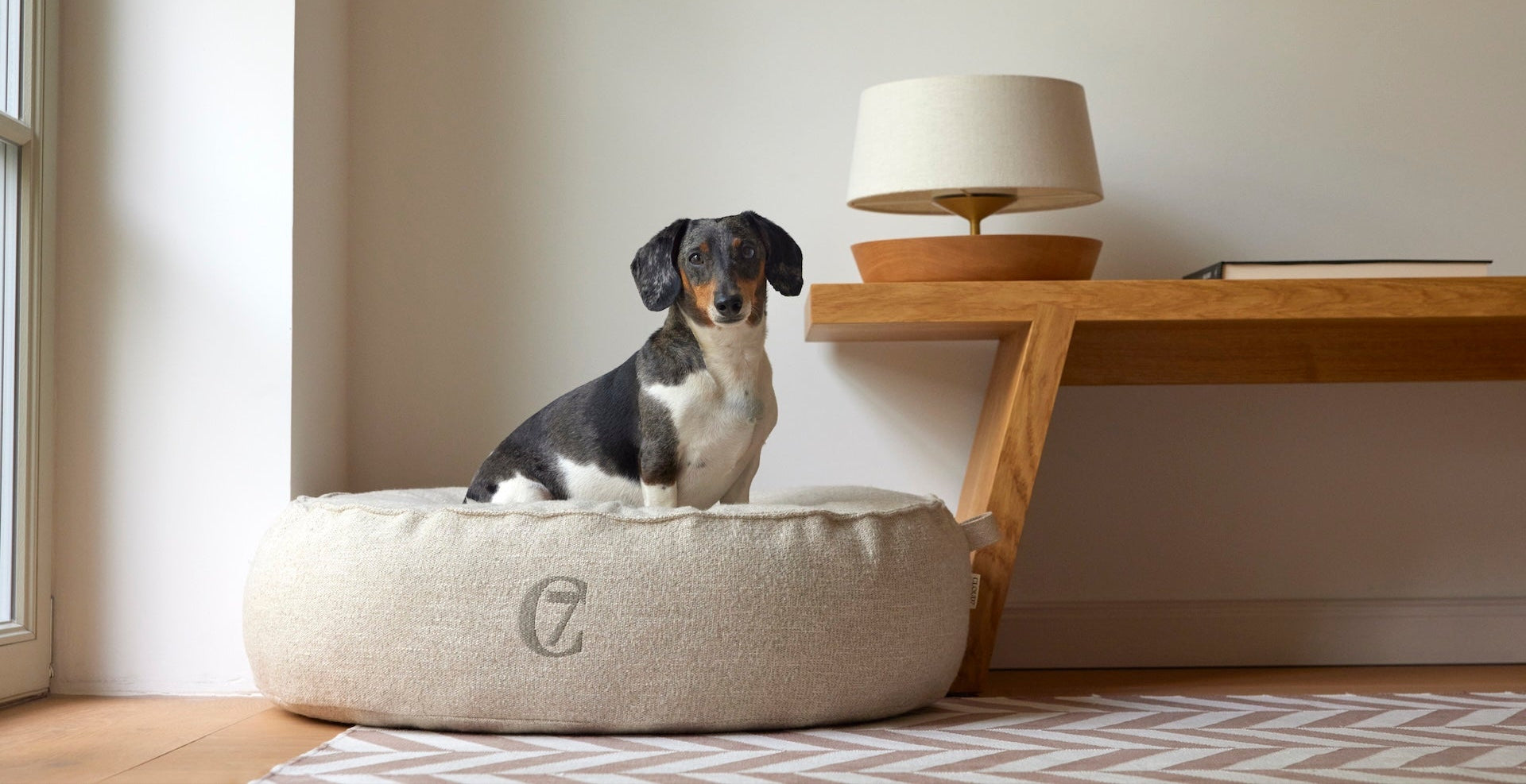 HUNDEBETT POUF TWEED MELANGE CREAM