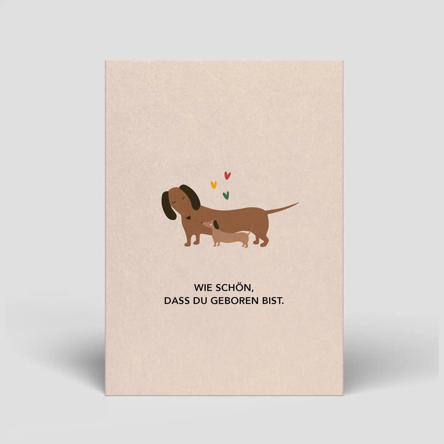 Postkarte Dackel zur Geburt