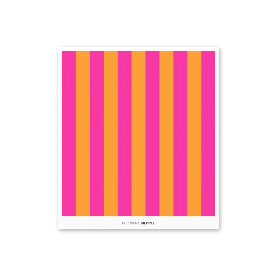 Schwamtuch Streifen pink/orange