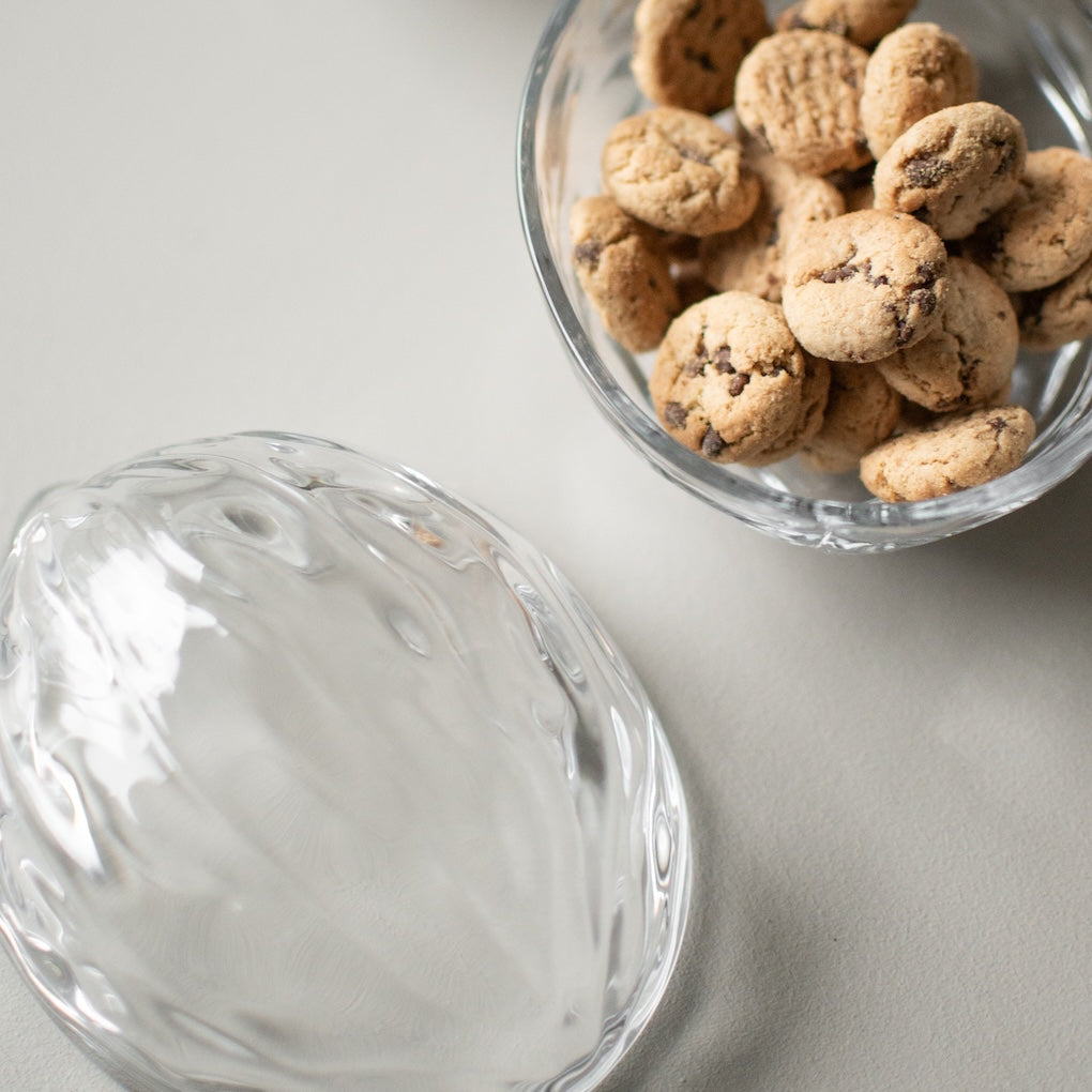 Walnut Schale mit Deckel Clear