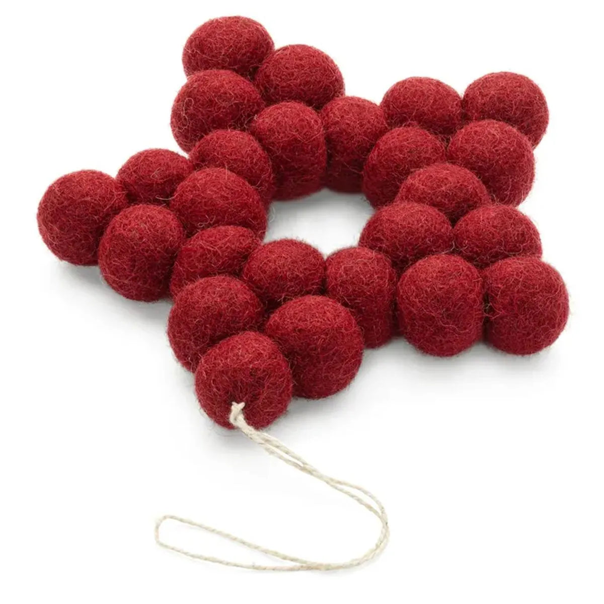 Filz Anhänger Stern Pompoms Rot