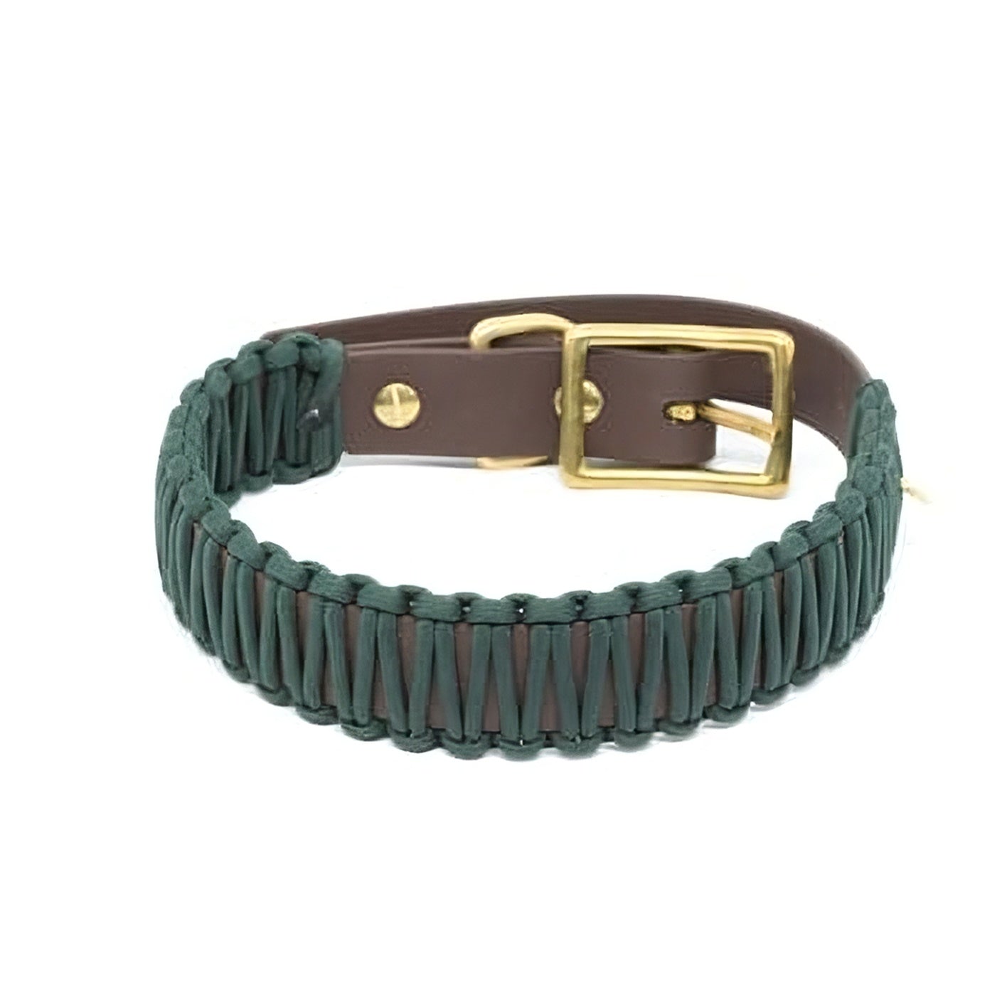 Biothane/Paracord Halsband Dunkelbraun/Dunkelgrün